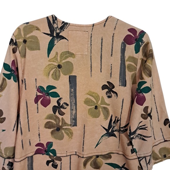 Produce Company Women‎ Linen Blend Brown Abstract Art Button Up Shirt USA M - Picture 6 of 11